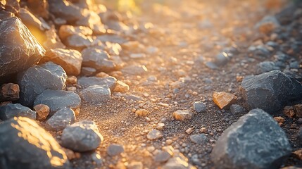 Stony path at sunrise.