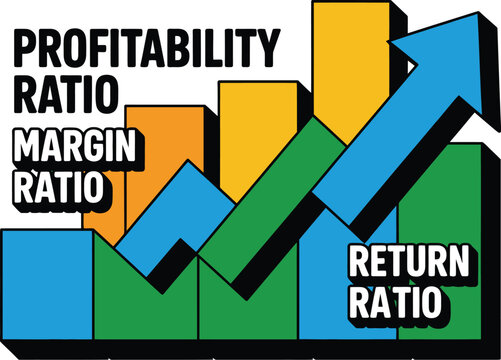 A colorful infographic illustrating key financial ratios including profitability and return on investment