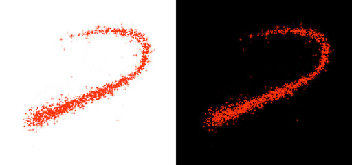 Sparkling red heart shaped light trail on transparent and black backgrounds glowing particles vibrant abstract energy motion © Creative Png