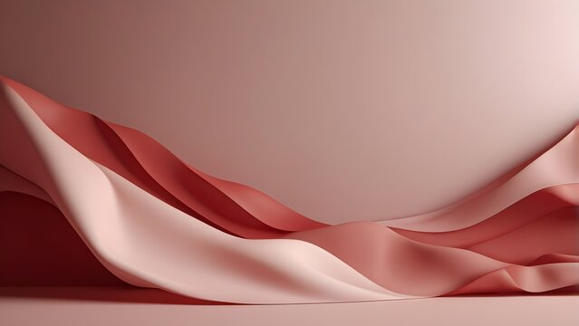 Abstract composition featuring delicate, undulating waves of layered pink and rose gold fabric creating a luxurious background texture.