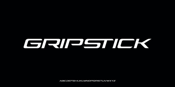Vector illustration of a modern style sans serif display font with a futuristic, geometric, and sporty style.