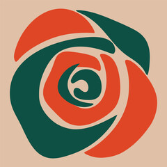 Bold Abstract Rose Emblem Modern Flat Vector Art