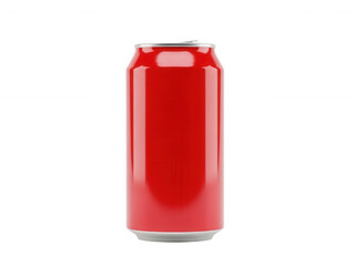 Obraz premium Bright red soda can on white background, refreshing beverage, 3d render