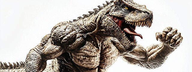A dynamic representation of a prehistoric dinosaur showcasing its powerful muscles.