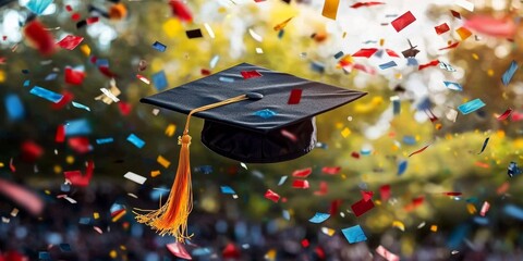Capturing the essence of graduation day with joyful confetti.