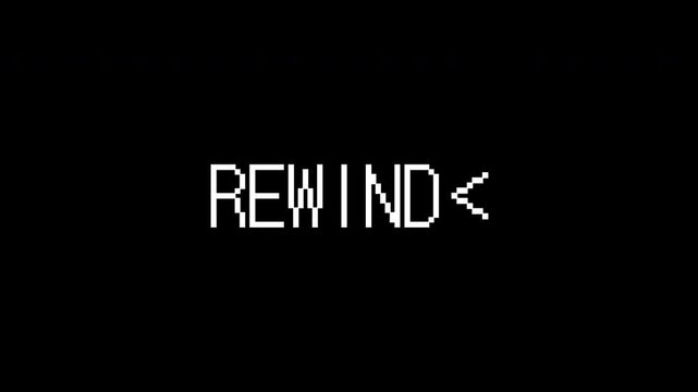 Rewind vhs with an arrow pointing left on a black background. Suitable for design projects related to time travel or retro themes.