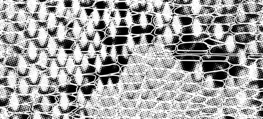 Snakeskin pattern imitation. Lines and spots structural texture. Cool and artsy faux leather background. Abstract vector illustration. Black isolated on white. EPS10