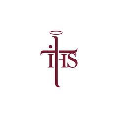 IHS Christogram with Cross and Halo Symbolizing Jesus Christ.
