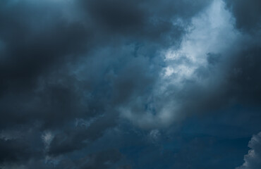 Fototapeta premium Cloud storm sky dark rain lightning thunder stormy typhoon nature light scene rainy atmosphere damage effect carbon dioxide dust air pollution 2.5 Pm, texture nature windstorm weather skyscape.