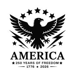 Obraz premium Majestic bald eagle with wings spread wide and stars above signifying American freedom and independence celebration