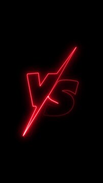 VS versus bars . neon animated versus icon. Versus icon animation glowing neon red color. v and s letter game match team challenge frame box match sport sign symbo concept