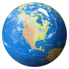View of the Earth Globe from Space showing the United States of America