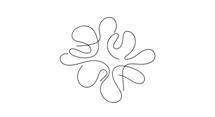 Single continuous line abstract graphic element isolated vector drawing.