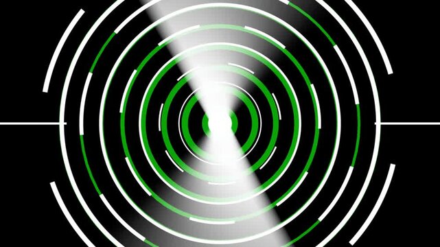 Digital Radar Screen with World Map and HUD Elements animation on the black background.
