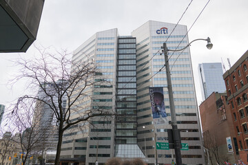 Naklejka premium north elevation of Citigroup Place, a business center, located at 123 Front St W, Toronto