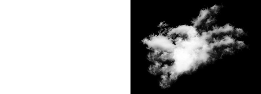 Explosive puff of cloud smoke isolated on transparent background with alpha channel for high impact visual effects and dynamic sky designs