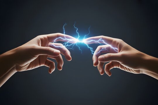 Hands generating electricity