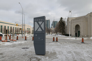 Naklejka premium sign outside Hotel X, 111 Princes' Blvd, Exhibition Place, Toronto