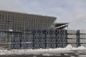 Naklejka premium expansion of BMO Field in preparation of World Cup tournament at Exhibition Place, Toronto