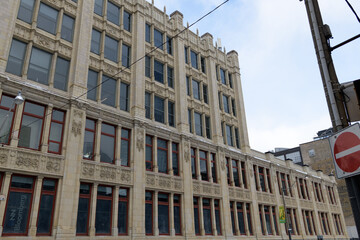 Naklejka premium 299 Queen St W, designed by by Burke, Horwood & White in 1913, in Neo-Gothic style (Methodist Book and Publishing House, Ryerson Press, City-CHUM, Bell Media), Toronto