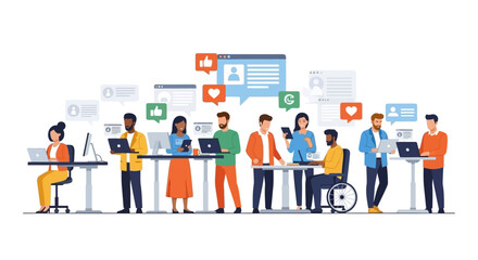 Diverse group of professionals collaborating and working together in a modern environment © Kaito