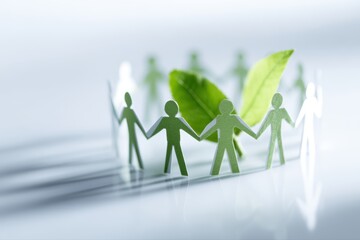 Diverse business team collaborating on green technology innovation, sustainable development and corporate responsibility