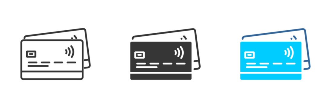 Credit card icon set multiple style collection	
