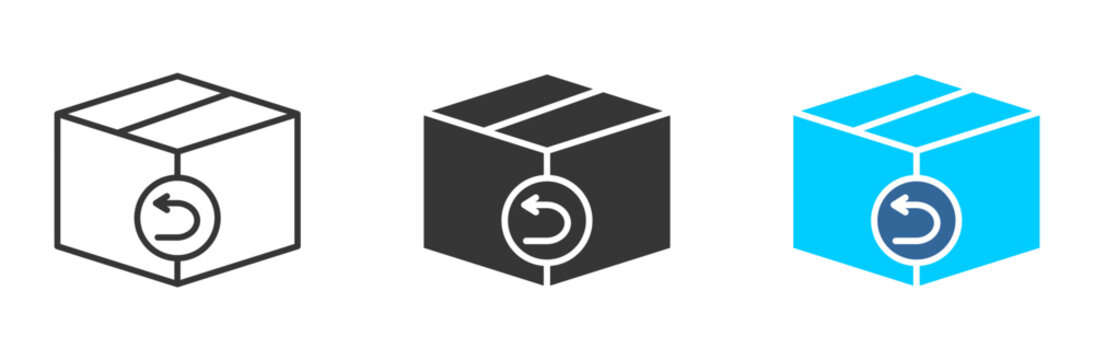 Return / refund icon set multiple style collection	
