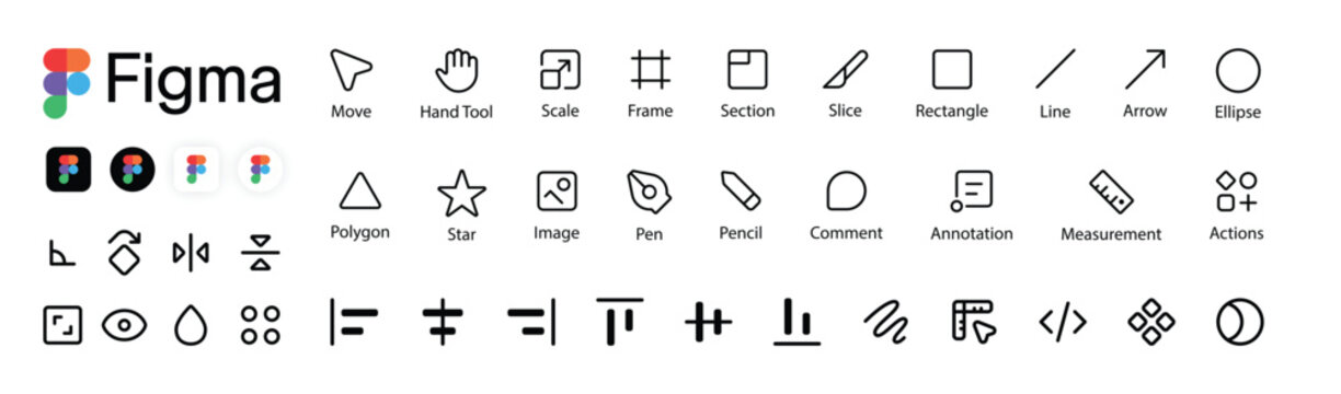 Figma interface tools and icons collection vector illustration
