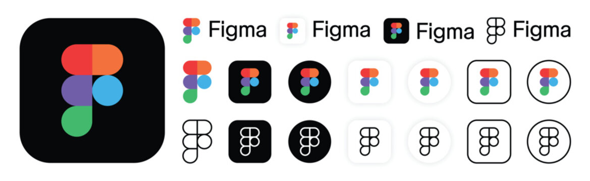Figma Logo Collection Various Styles and Colors Vector Illustration