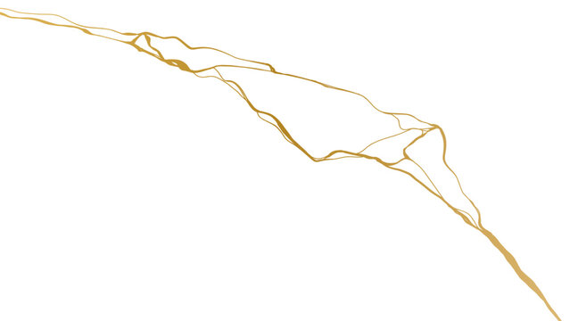 luxury marble texture pattern of Golden kintsugi crack. Vector horizontal backdrop poster background with intertwine graceful veins. gold broken seams
