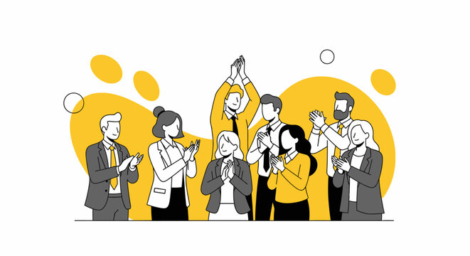 Diverse Team of Professionals Applauding and Celebrating Success Together