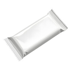 Blank white snack bar or chocolate packaging wrapper for mockup isolated on white or transparent background