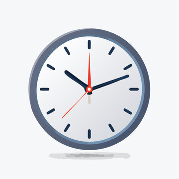 Modern clock face illustration showing precise time on a stand from a front viewpoint
