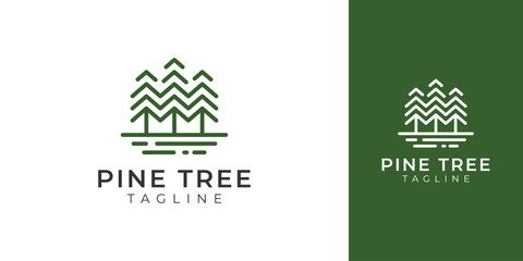 Obraz premium Pine Tree Logo with Creative Concept Idea Vector Design