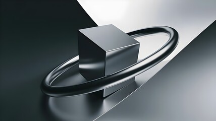 Brushed aluminum ring and matte cube &ndash; Suitable for engineering.