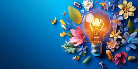 Emphasizing renewable energy with a floral-themed lightbulb design.