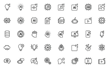 set of artificial intelligence icons, technology, ai generator