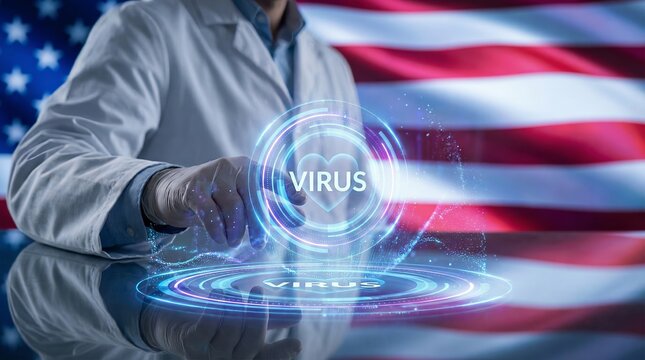 Healthcare technology response to virus threats usa digital concept clinical environment close-up view innovation in medicine