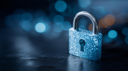 Fototapeta premium Icon representing online security lock system, featuring padlock symbol to convey secure access and protection in digital environments, cybersecurity visualization, with copy space