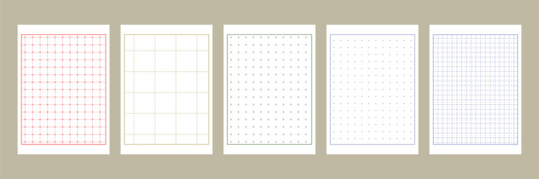 Set of vertical a4 grid background. Millimeter graph paper, school math sheet, grid paper sheet, notebook pattern, architectural graph paper