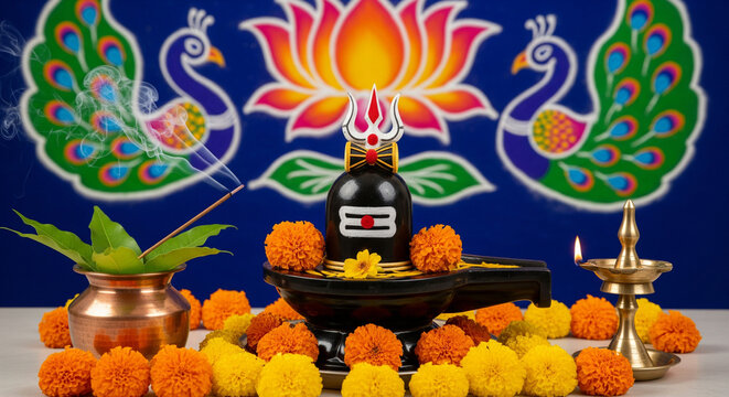 Har Har Mahadev Shivling Worship Background | Shiv Shankar Bholenath Mahashivratri Sawan Festival Spiritual Design