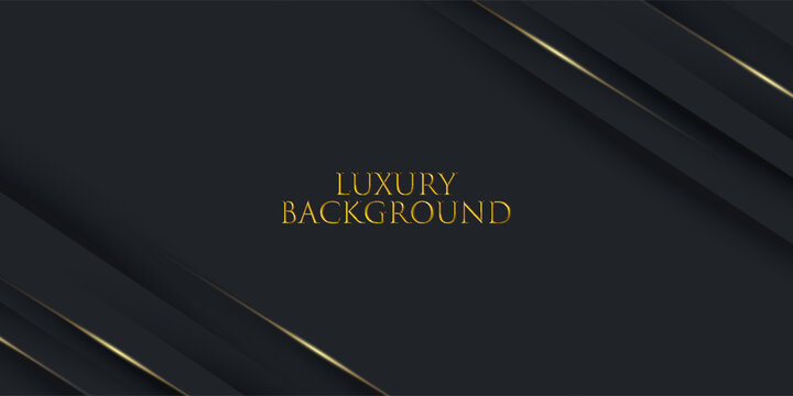 Luxury abstract background with golden lines on dark, modern black backdrop concept 3d style.