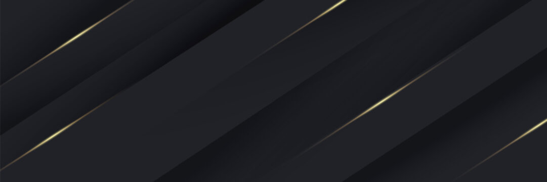 Luxury abstract background with golden lines on dark, modern black backdrop concept 3d style.
