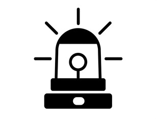 Fototapeta premium A simple, black-and-white icon depicts a stylized siren, with light rays emanating from the top. It could indicate an alert