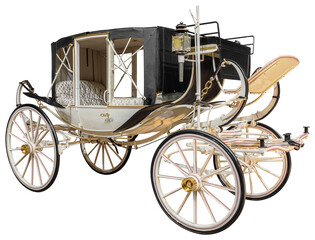 White horse drawn carriage or royal coach