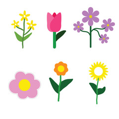 Flower Set Color Illustration Icon Vector for Decorative Design