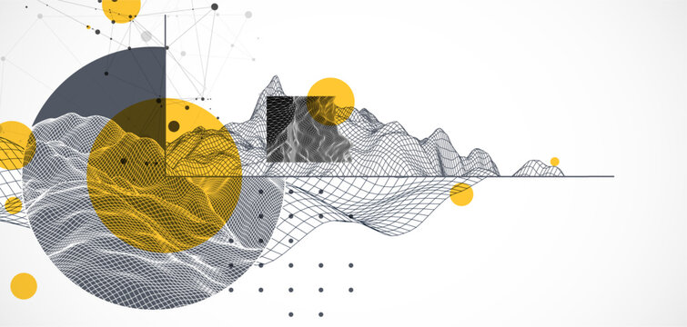 Modern science and technology background. Abstract wireframe art. Vector.