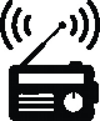Radio Broadcasting Signal Icon Isolated Black and White