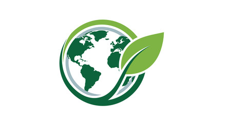 Obraz premium Green Earth with Leaf Logo Representing Environmental Sustainability.
